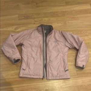 The North Face Pink and Gray Ski Jacket Quilted Design